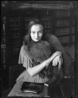 Carmen Barnes during a visit to Judge McComb to obtain her acting contract, Los Angeles, 1931