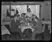 Men share a drink following the repeal of Prohibition, Los Angeles, circa 1933