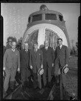 F. W. Robinson, W. M. Jeffers, F. W. Charske, Carl R. Gray, and W. A. Harriman arrive in Los Angeles via railroad, 1934