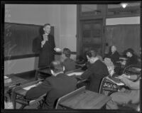 Reverend Charles Leahy teaches against communism, Los Angeles, 1936