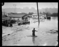 Ingledale Terrace flooded during storm, Los Angeles, 1927