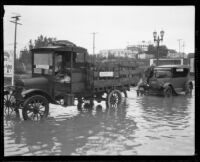 West First St. and Juanita Ave. flooded by a rainstorm, Los Angeles, 1927