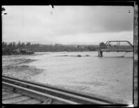 Trestle bridge partially washed away by the flood following the failure of the Saint Francis Dam, Santa Clara River Valley (Calif.), 1928