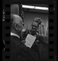 Ellen Cardiff, being sworn in as first female United States Marshal, Los Angeles, Calif., 1971