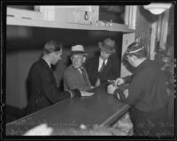 Murder suspect Samuel Whittaker booked at Central Jail, Los Angeles, 1936