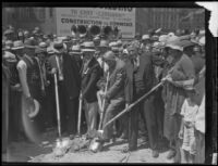 Governor Young and John C. Austin at groundbreaking ceremony for State Building, Los Angeles, 1930