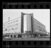 Exterior of the May Co. department store at corner of Fairfax and Wilshire Blvd. in Los Angeles, Calif., 1990