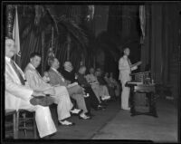 Benjamin Wham speaking at the American Bar Association annual convention, Los Angeles, 1935