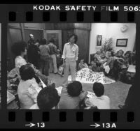 Group of Chinatown residents waiting in Los Angeles City Councilman Gilbert Lindsay's office, 1981