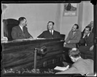 Theodore R. Welch, officer who shot William Focher, takes the stand, Los Angeles, 1935