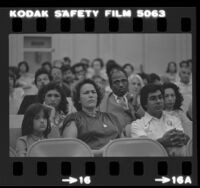 Parents at meeting concerning school integration plans at Los Feliz Elementary School in Los Angeles, Calif., 1980