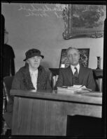 Mrs. Herbert Hoover and Dr. W. O. Mendenhall at executive board meeting, Whittier College, 1935