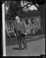 William F. Gettle standing in his backyard, Los Angeles, 1934