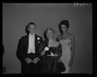 Fred Astaire, Giulietta Masina, and Dana Wynter, Academy Awards, Los Angeles, 1958