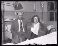 Winnie Ruth Judd, murder suspect, with husband Dr. W. C. Judd at the Georgia Street Receiving Hospital, Los Angeles, 1931