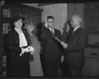 U.S. Attorney Peirson M. Hall being sworn in, Los Angeles, 1933