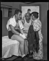 King Levinsky with his sister Lena and trainer Jerry Luvadis, Los Angeles, 1934