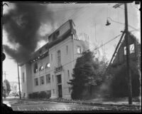 First Baptist Church of Hollywood ablaze, Hollywood, 1935