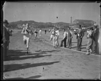 Athletes from Occidental College and U.C.L.A on a track, Los Angeles, 1932