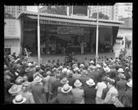 Barbara Jean Wong on stage at the Victory House in Pershing Square during Chinese pageant and war bond rally in Los Angeles, Calif., 1945