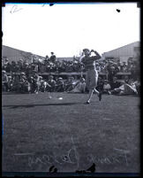 Golfer Frank Deleot mid swing, Los Angeles, 1920s