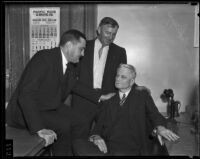 Sheriff William J. Natterman and Henry Kleinfeldt arrive to return John S. Schnepp to Illinois, Los Angeles, 1935