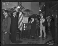 William Mulholland lying in state at City Hall, Los Angeles, 1935