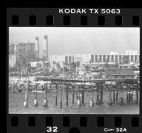 Remains of fire and storm damaged Redondo Beach Pier, Calif., 1988