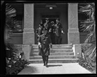 General Sherwood A. Cheney and Colonel Charles H. Hilton at Fort MacArthur, San Pedro, 1933