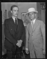 W. Foxall MacElree is arrested with the help of his father James Paul MacElree, Los Angeles, 1935