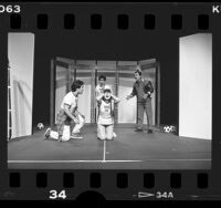 Miho, Jerry Tondo, Karen Maruyama, and Jay Varela in production of "Newcomer" at Mark Taper Forum in Los Angeles, Calif., 1986