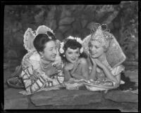 Elizabeth Sowersby, Queen Zorine, and Sonia Ruggs posing together, San Diego, California, 1935