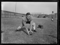 Bruins football player Homer Oliver at Spaulding Field at U.C.L.A., Los Angeles, 1932