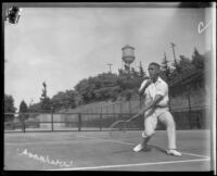 Walter Wesbrook playing tennis, Midwick Country Club, Alhambra, 1925