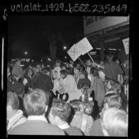 Sonny and Cher at demonstration on the Sunset Strip, Los Angeles, Calif., 1967