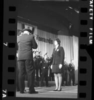 Los Angeles Police officer Carolyn L. Wallace being awarded the Medal of Valor, 1972