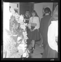 Mourners at a funeral, Mission Nisei Mortuary, Los Angeles, 1964