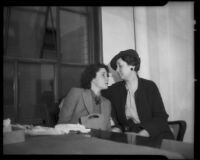 Lois Wright, witness in Mary Emma James murder case, with investigator Marjorie Fairchild, Los Angeles, 1936