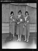 Duchess of Northumberland travels to Hawaii with her daughters Lady Elizabeth Percy and Lady Diana Percy, Pasadena, 1934