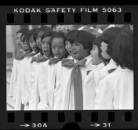 Rosemont Elementary School Chorus performing at Los Angeles County Christmas tree lighting ceremony, 1984