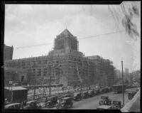 View of the Los Angeles Public Library's Central Library under construction, Los Angeles, about 1925