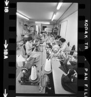 Immigrant women working as seamstresses in Los Angeles' Chinatown, Calif., 1972