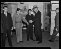 Louis R. Payne prepares to leave for Mendocino State Hospital, Los Angeles, 1935