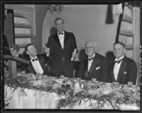 Herbert U. nelson, Walter W. Rose, William May Garland, and Harold Huntsberger at real estate dinner, Hollywood, 1936