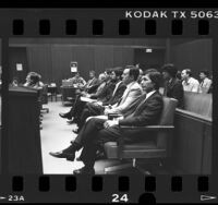 Defendants in court during Twilight Zone trial in Los Angeles, Calif., 1986