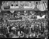 Rally for Madame Chiang Kai-shek in Chinatown, Los Angeles (Calif.)