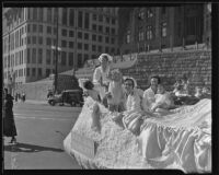 Womens Social Welfare Dept. float with nurses, children in Salvation Army parade, Los Angeles, 1935