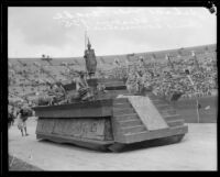 Polytechnic High School students on float, Shriners' parade, Los Angeles Memorial Coliseum, Los Angeles, 1925