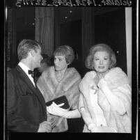 Roddy McDowall, Julie Andrews and Greer Garson at premiere of "The Greatest Story Ever Told" motion picture in Los Angeles, Calif., 1965