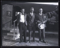 Pilot George K. Rice poses in front the Western Air Express with Albert ...
